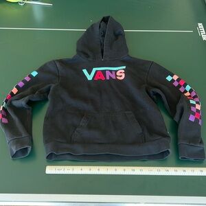 VANS Youth M Sweatshirt Black with checkered sleeves hoodie